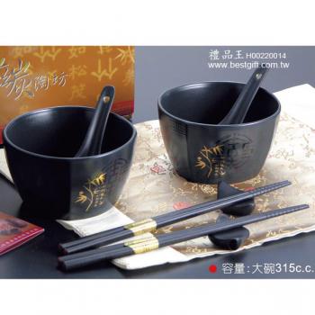 磁炭陶坊2入四方碗(大)+2匙2筷2筷架