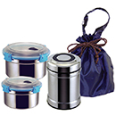 500ml養生燜燒罐+多功能高蓋密封餐盒組+藍色尼龍束口提袋